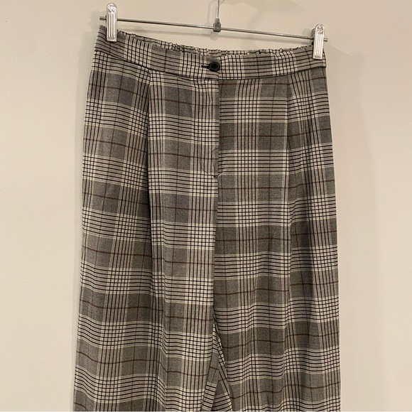 H&M Black White Plaid High Waisted Business Casual Trouser Pants - Picture 2 of 10